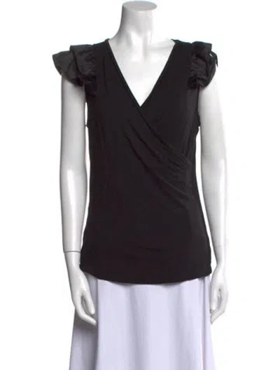 Pre-owned Generation Love V-neck Short Sleeve Blouse In Black