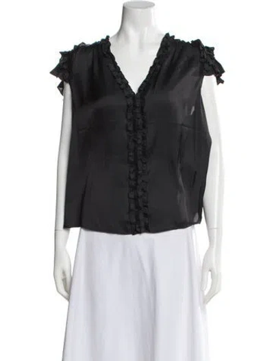 Pre-owned Generation Love V-neck Short Sleeve Blouse In Gray