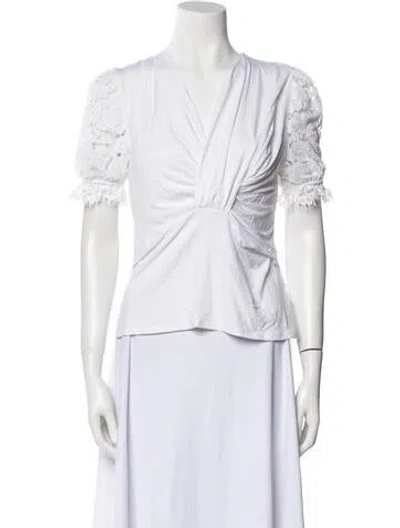 Pre-owned Generation Love V-neck Short Sleeve Blouse In White