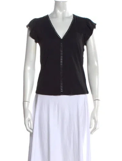 Pre-owned Generation Love V-neck Short Sleeve Top In Black