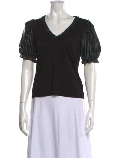 Pre-owned Generation Love V-neck Short Sleeve Top In Black