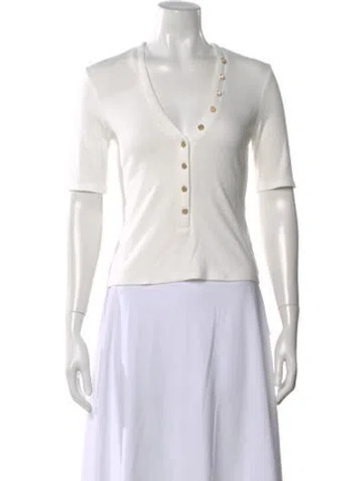Pre-owned Generation Love V-neck Short Sleeve T-shirt In White