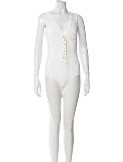 Pre-owned Generation Love V-neck Sleeveless Bodysuit In White