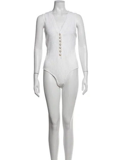 Pre-owned Generation Love V-neck Sleeveless Bodysuit In White