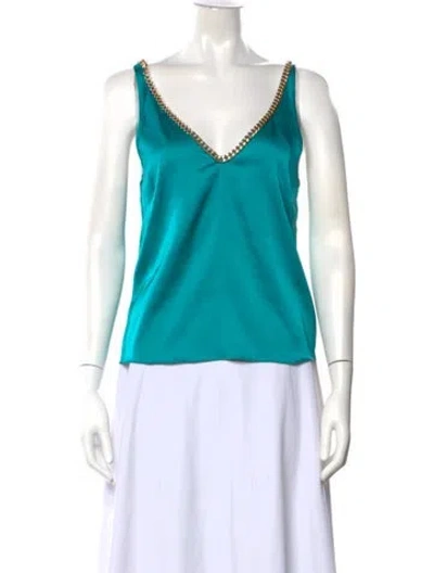 Pre-owned Generation Love V-neck Sleeveless Top In Blue/green