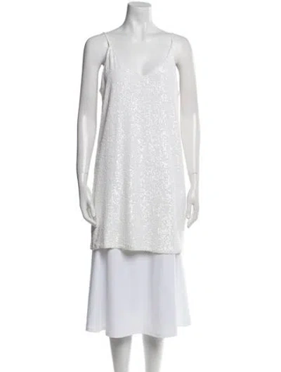 Pre-owned Generation Love V-neck Sleeveless Tunic In White