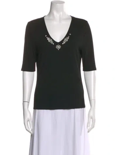 Pre-owned Generation Love V-neck Three-quarter Sleeve Top In Black