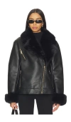 Generation Love Walt Faux Fur Shearling Moto Jacket In Black