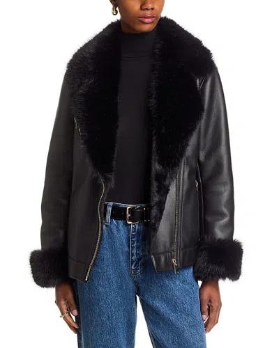 Generation Love Walt Faux Shearling Moto Jacket In Black