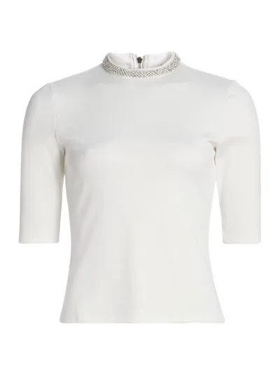 Generation Love Women's Annette Crystal Trim Slim-fit Top In White