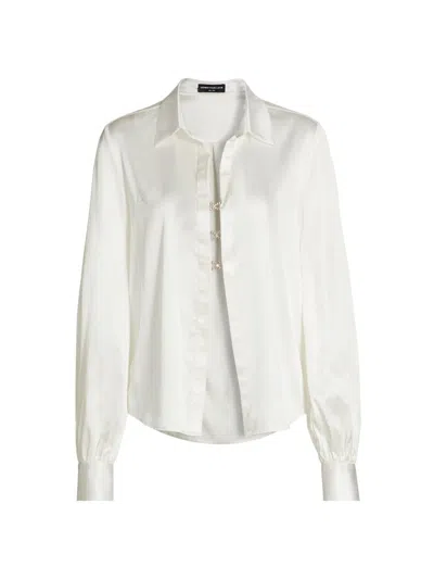 Generation Love Women's Arnelle Satin Oversized Shirt In White