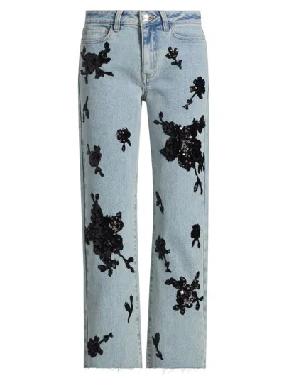 Generation Love Women's Bella Sequined Straight-leg Jeans