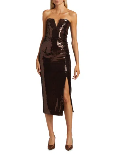 Generation Love Women's Blaine Sequined Strapless Midi-dress In Brown