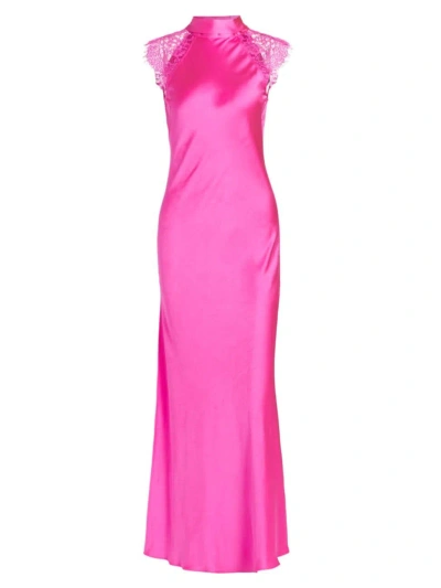 Generation Love Women's Brianna Lace & Satin Halterneck Maxi Dress In Hot Pink