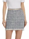 Generation Love Women's Chainlink Tweed Miniskirt In White Indigo