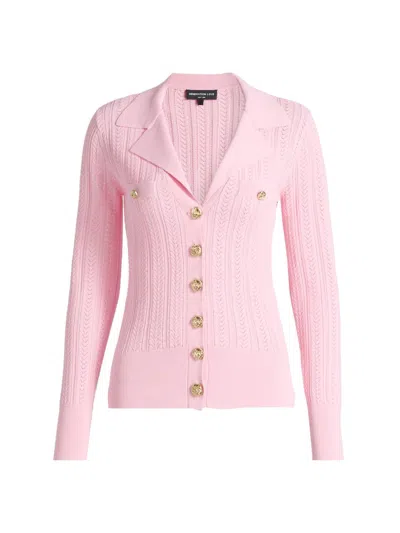 Generation Love Charlotte Pointelle Rib Cardigan In Pink
