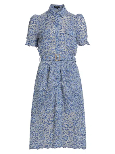 Generation Love Women's Claudia Lace Belted Shirtdress In Blue White
