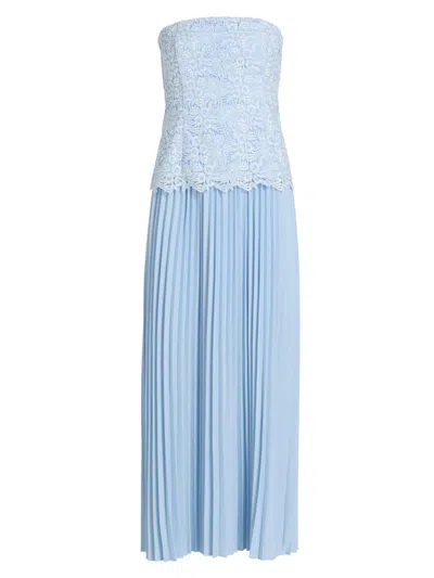 Generation Love Cody Pleated Lace Strapless Dress In Blue