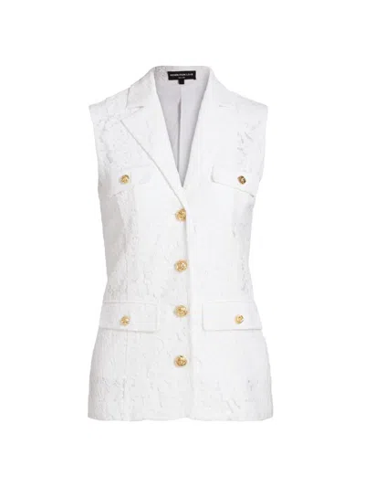 Generation Love Women's Curtis Floral Lace Sleeveless Blazer In White