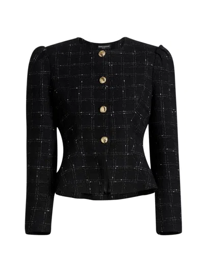 Generation Love Cynthia Windowpane Tweed Jacket In Black