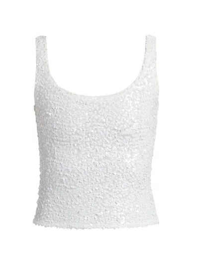 Generation Love Women's Dina Sequin Stretch Scoopneck Bodysuit In White