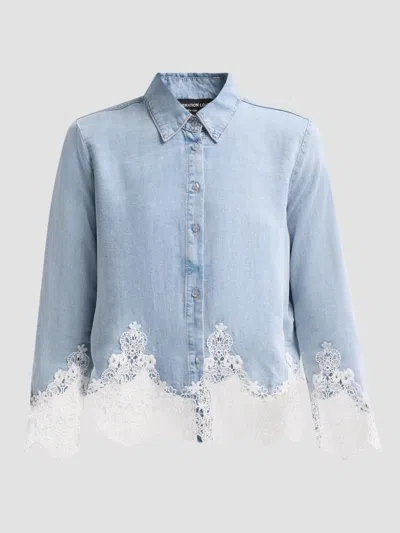 Generation Love Eli Lace Combo Denim Shirt In Blue