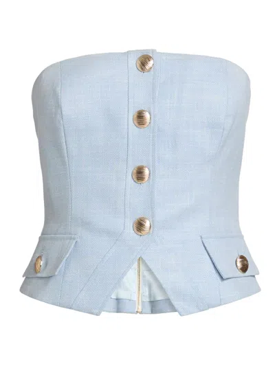 Generation Love Ellery Chambray Suiting Bustier In Blue