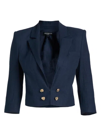 Generation Love Women's Emmeline Linen Crop Blazer In Blue