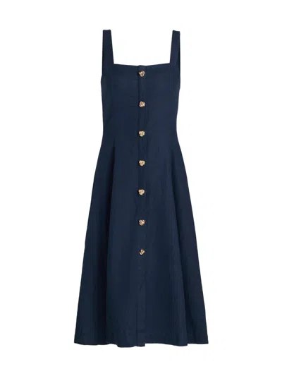 Generation Love Women's Freida Linen-blend Midi-dress In Blue