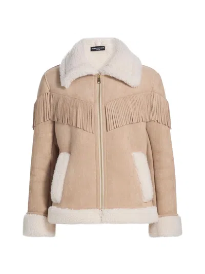 Generation Love Inez Faux Shearling Jacket In Taupe & White