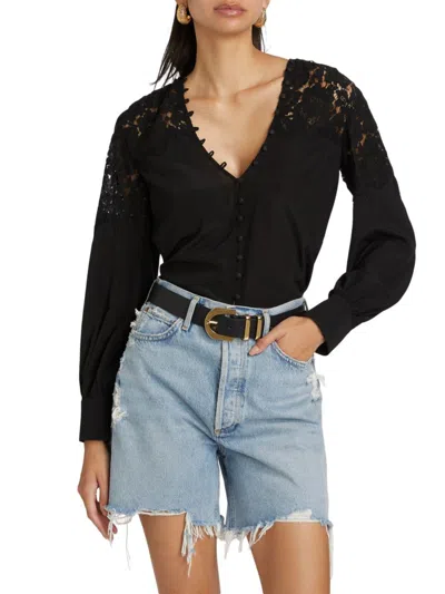 Generation Love Women's Harlea Lace Combo Blouse In Black