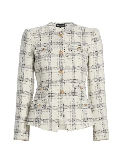 Generation Love Women's Havana Windowpane Tweed Blazer In White