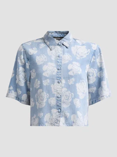 Generation Love Women's Heidi Floral Crop Denim Shirt In Blue