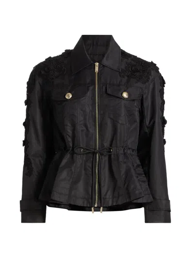 Generation Love Women's Janice Lace-appliqued Utility Jacket In Black