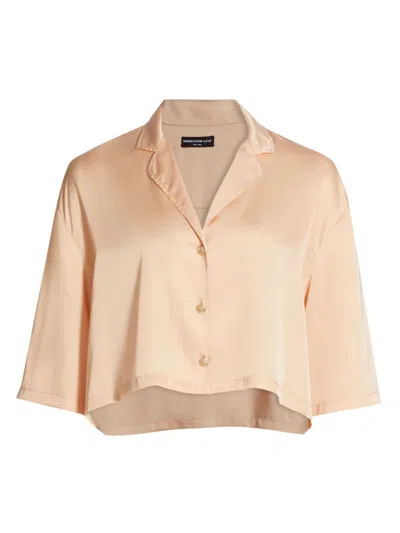 Generation Love Women's Kenzie Cropped Satin Shirt In Creamsicle