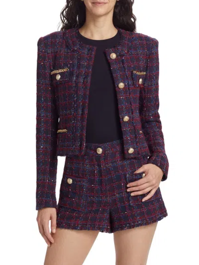 Generation Love Women's Kristen Cotton-blend Tweed Jacket In Navy Merlot
