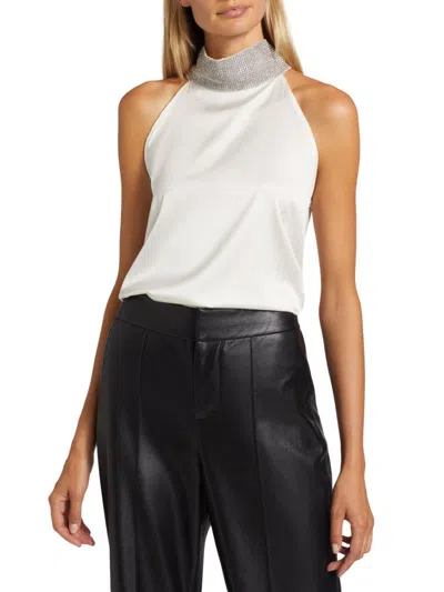 Generation Love Women's Kylan Crystal-embellished Satin Sleeveless Blouse In White