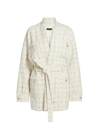Generation Love Women's Lainey Windowpane Tweed Wrap Jacket In White