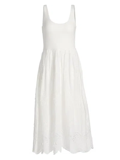 Generation Love Leann Embroidered Combo Midi Dress In White
