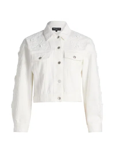 Generation Love Women's Lexia 3d Lace Combo Denim Jacket In White