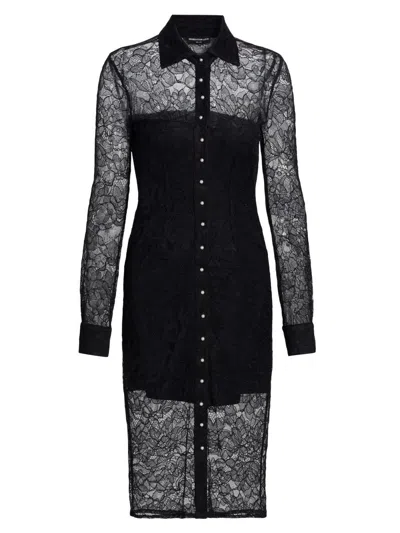 Generation Love Women's Lorene Lace Button-front Shirtdress In Black