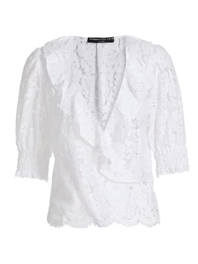 Generation Love Women's Lulu Lace Cascade Blouse In White