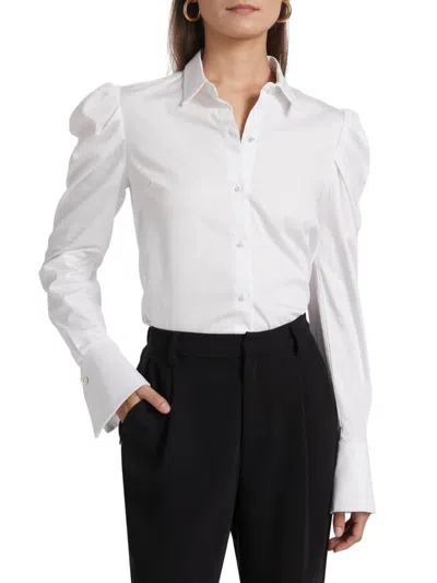 Generation Love Women's Lyra Stretch Cotton Poplin Shirt In White