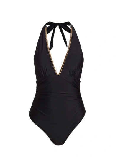 Generation Love Women's Malta Chain Halterneck One-piece Swimsuit In Black