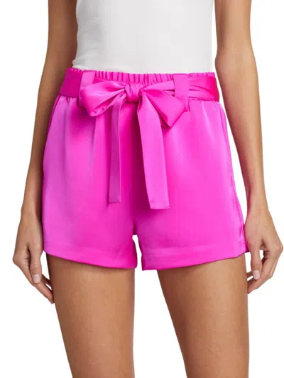 Generation Love Women's Marina Belted Satin Shorts In Hot Pink