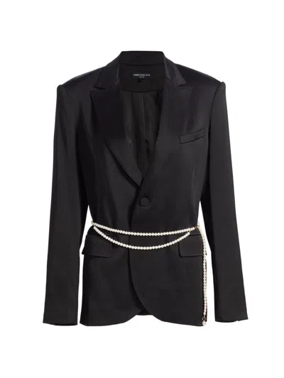 Generation Love Women's Martina Stretch Satin Belted Blazer In Black