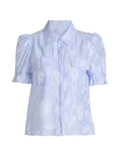 Generation Love Women's Mina Floral-stripe Cotton Shirt In White