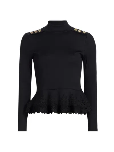 Generation Love Women's Nanette Rib-knit Peplum Top In Black