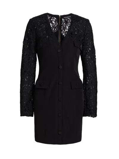 Generation Love Women's Navina Lace-trim Crepe Minidress In Black