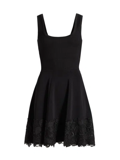 Generation Love Women's Orpheus Lace Combo Rib Mini-dress In Black